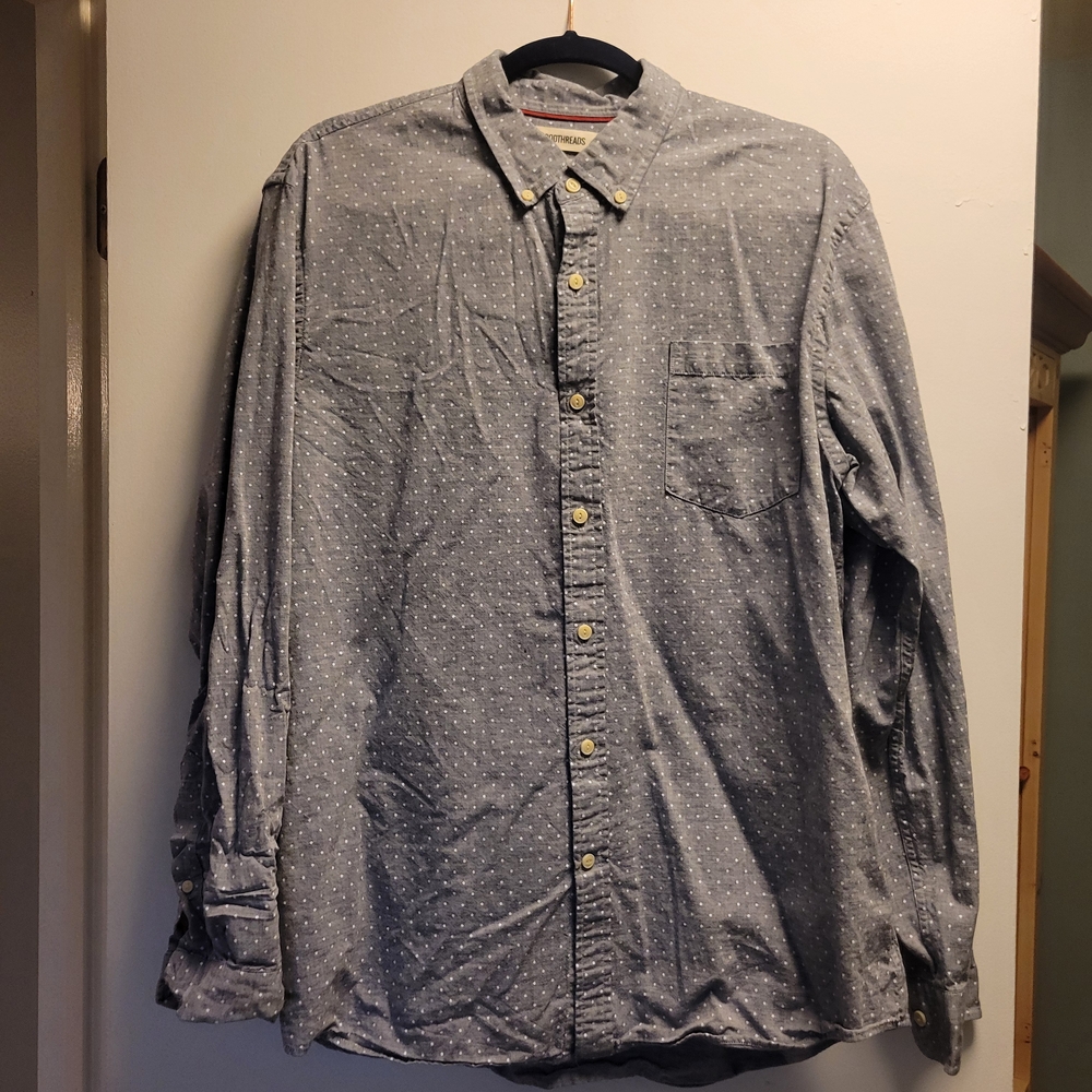 Goodthreads Men's Blue Polka Dot Shirt